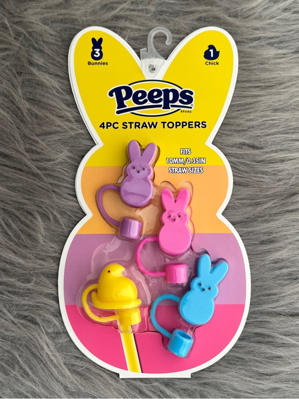Peeps 4pc Bunny & Chick Straw Toppers - Purple, Pink, Yellow, Blue NWT